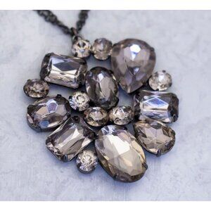 18 inch, Vintage Art Deco Stones Diamond Gemstone Pendant Necklace - CA1